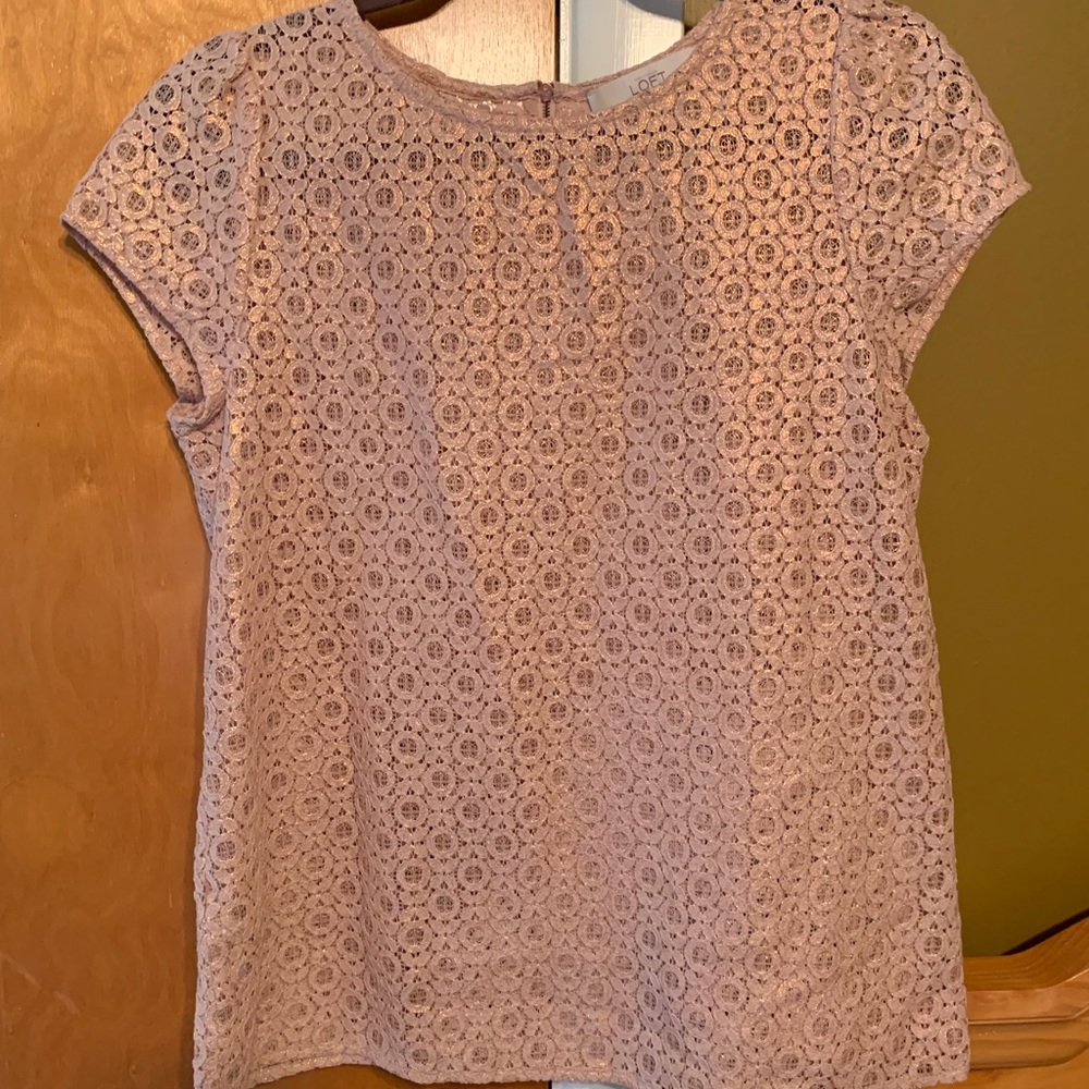 Ann Taylor loft gold and mauve lace top